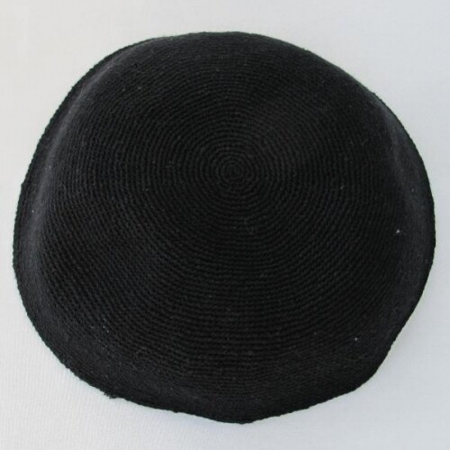 Black Knit Kippah Lg