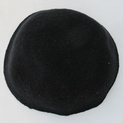 Black Knit Kippah Lg