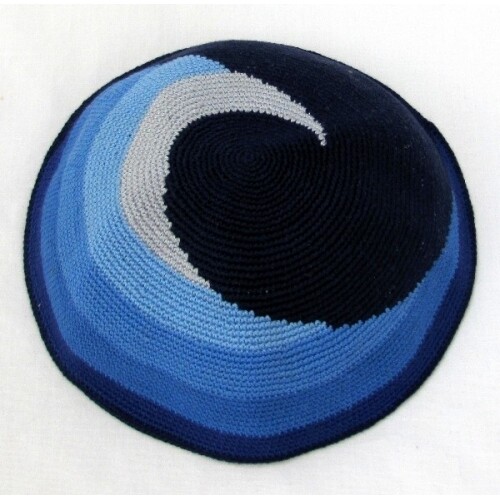 XL Blue Swirl Knit Kippah