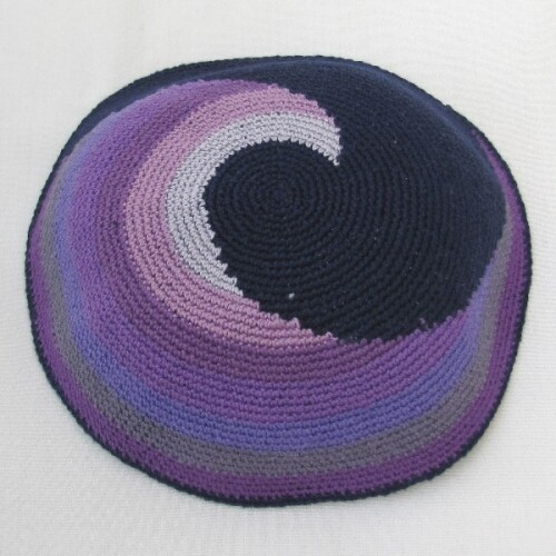 MED Purple Swirl Knit Kippah