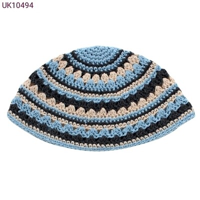 Frik Knit Kippah - Blue/Beige