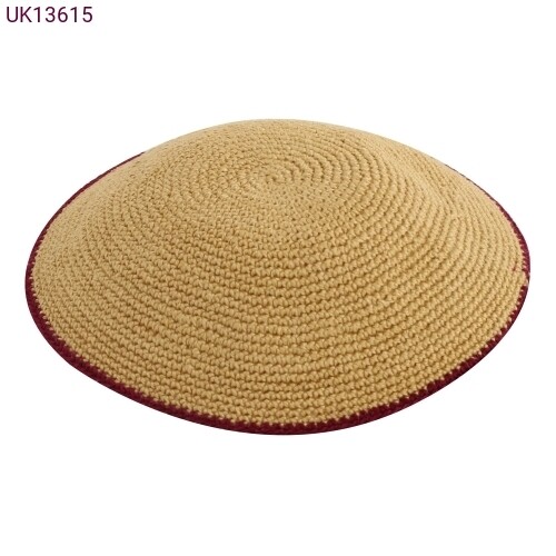 Hand Knit Kippah - Tan