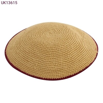 Hand Knit Kippah - Tan