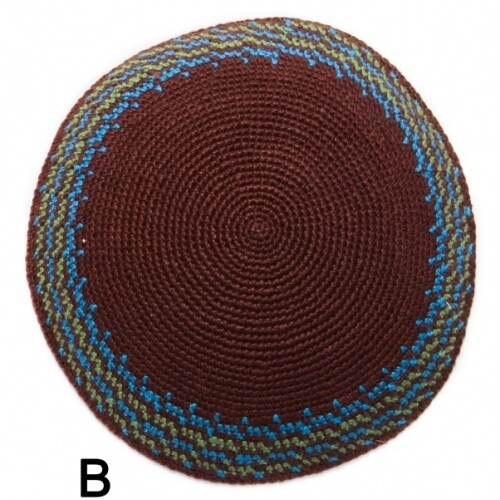 SM Brn/Blu/Grn Knit Kippah