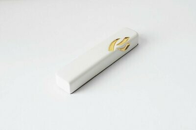 Yahalomis Mezuzah - White/Gold