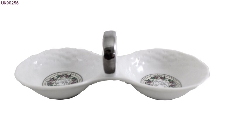 Porcelain Shabbat Salt Dish - Silver