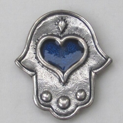 Pewter Hamsa Heart Magnet