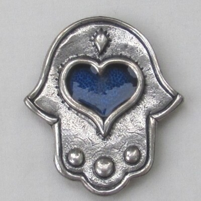 Pewter Hamsa Heart Magnet