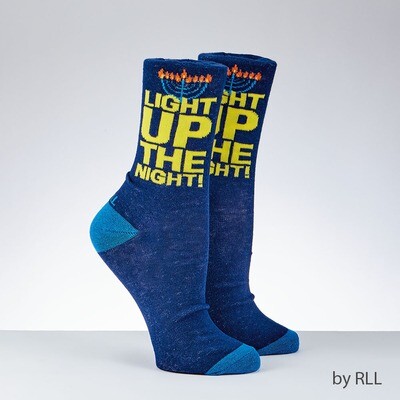 Light Up The Night - Adult Hanukkah Crew Socks