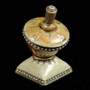 Enameled Pewter Dreidel with Stand - Ivory