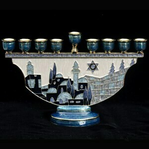 Enamel Jerusalem Menorah Enamel Jerusalem Menorah