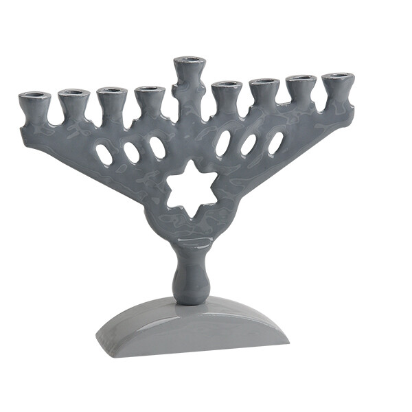 Small Enameled Menorah -Grey