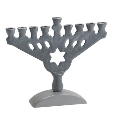 Small Enameled Menorah -Grey