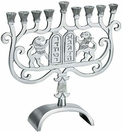 &quot;Luchot&quot; Polished Aluminum  Menorah