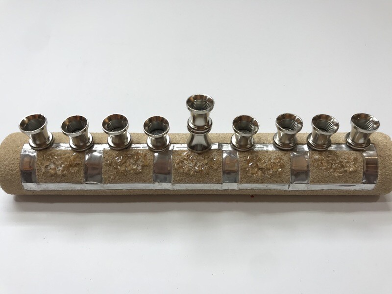 Dead Sea Stone Hannukiah - Gold
