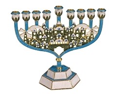 Jeweled City Menorah - Blue