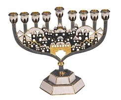 Jeweled City Menorah - Grey