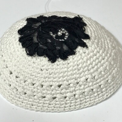 Hand Crochet White Cotton Women’s Kippa