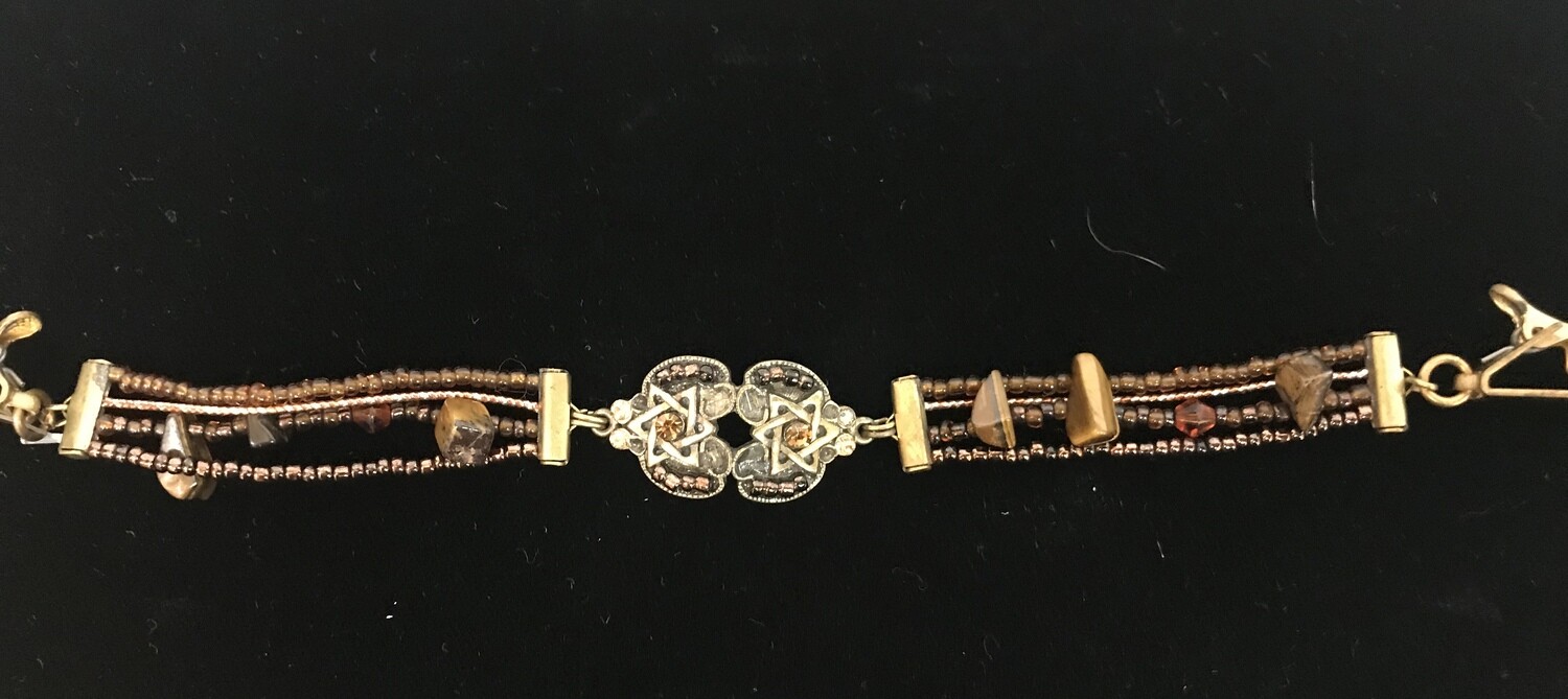 JL Brown Beaded Tallit Clip