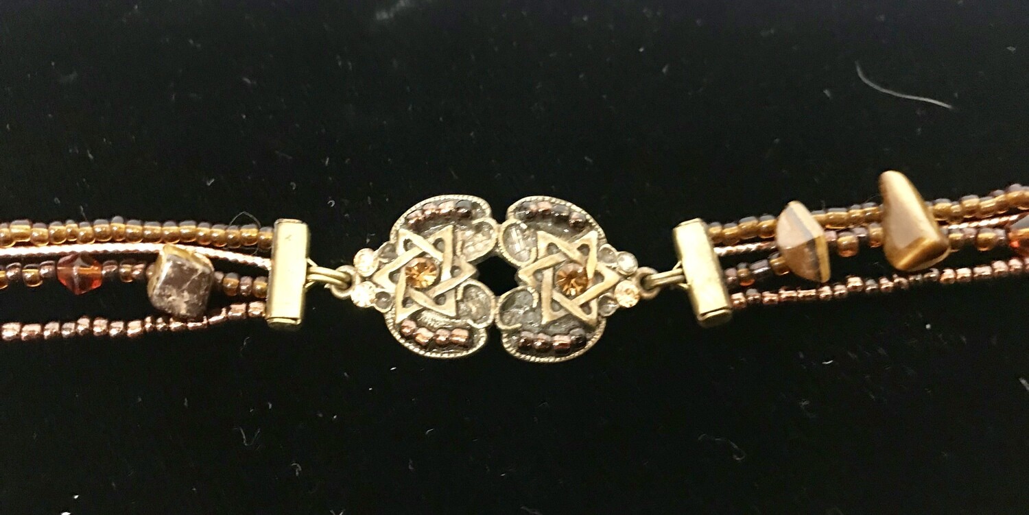 JL Brown Beaded Tallit Clip
