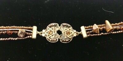 JL Brown Beaded Tallit Clip