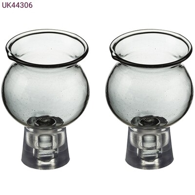 Rounded Pair of Glass Oil Cups