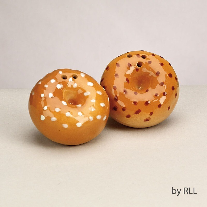 Ceramic Salt &amp; Pepper Shakers: Challah or Bagels