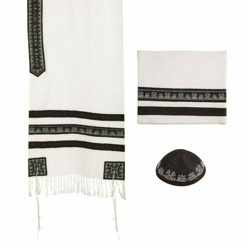 Emanuel Embroidered Stripes Tallit Set