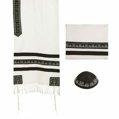 Emanuel Embroidered Stripes Tallit Set