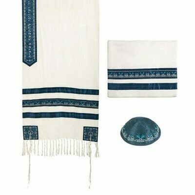 Emanuel Embroidered Stripes Tallit Set