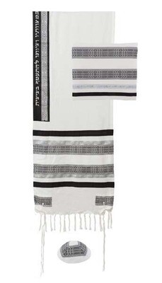Emanuel Tallit Set - Various Fabrics Black/White