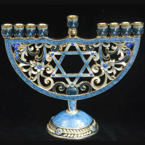 Blue Jeweled Star Menorah