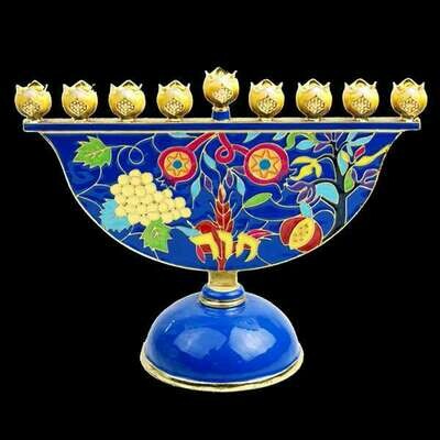 Colorful Enameled 7 Species Menorah