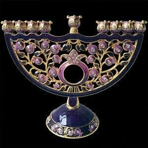 Purple Pom Jeweled Menorah