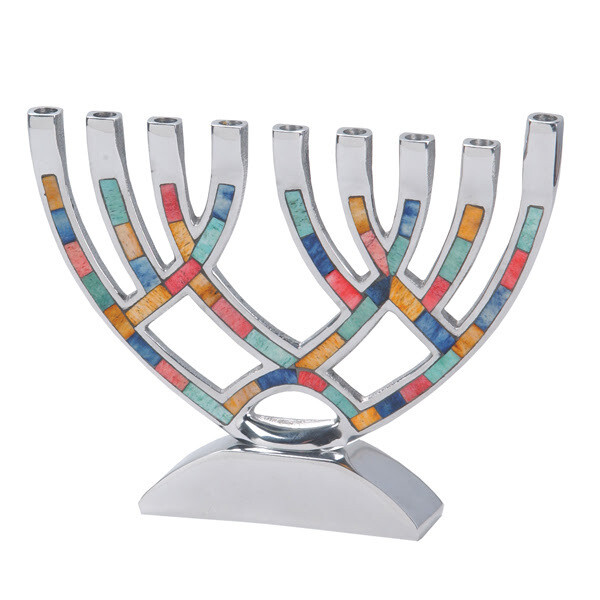 Multi-Color Inlay Menorah