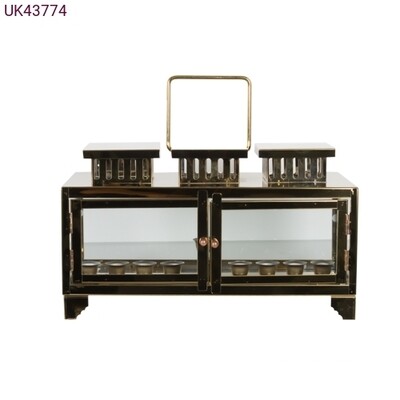 Metal and Glass Menorah Box with Candle Holders