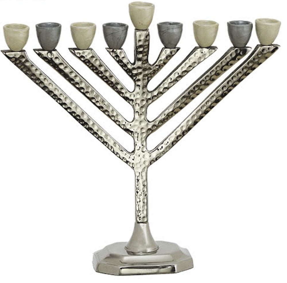 Hammered Aluminum Hanukkiah