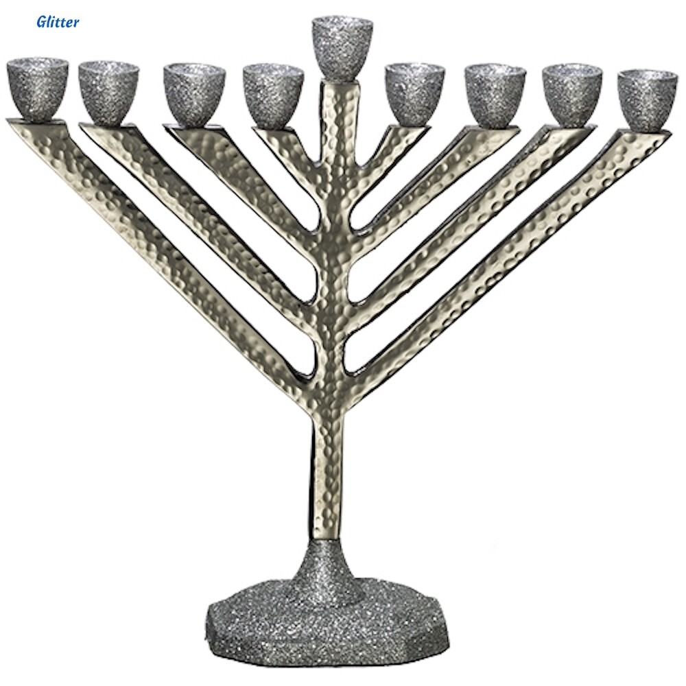Hammered Aluminum Hanukkiah
