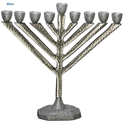 Hammered Aluminum Hanukkiah