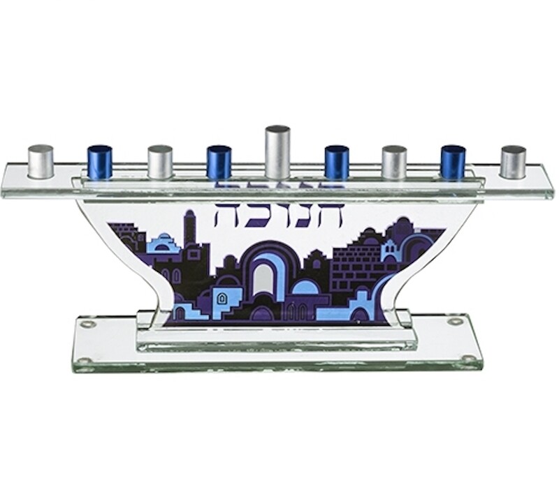 Glass Menorah with Design