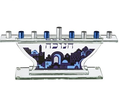 Glass Menorah with Design