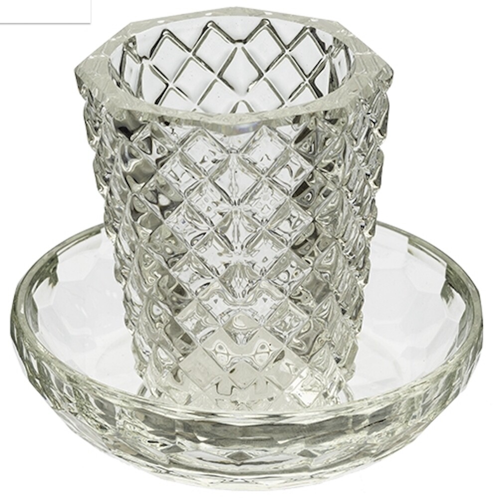 Crystal Kiddush Wine Cup with Saucer