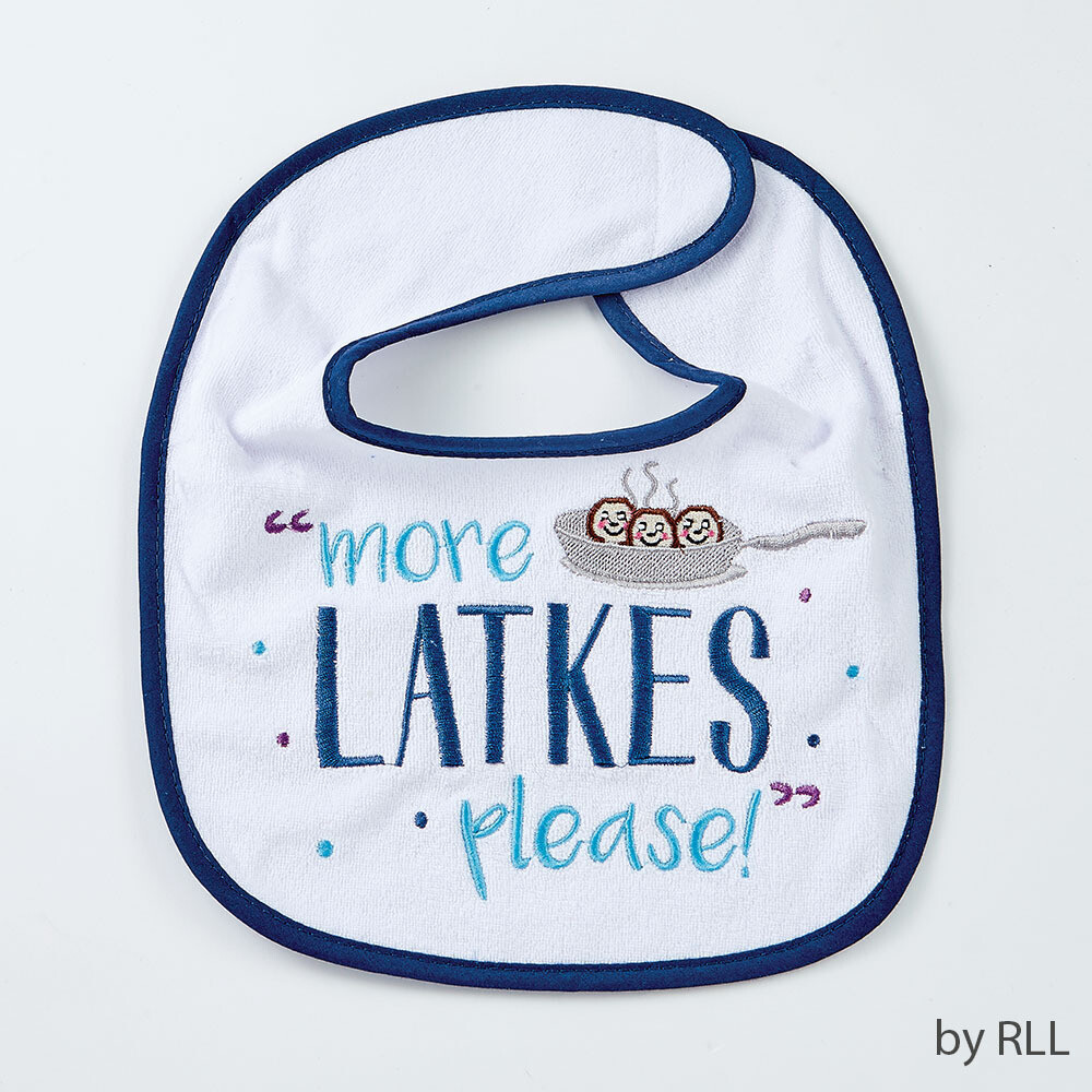 &quot;More Latkes Please&quot; Chanukah Bib