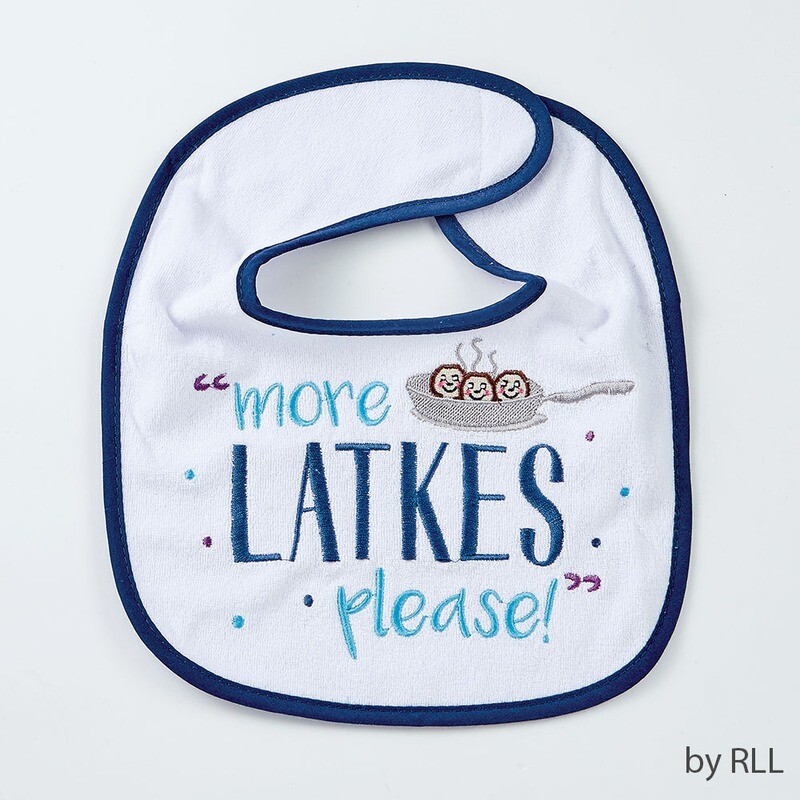 &quot;More Latkes Please&quot; Chanukah Bib