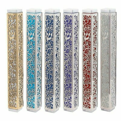 Emanuel Dye-Cut Metal Pomegranate Mezuzah