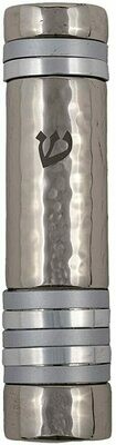 Emanuel Round Hammered Mezuzah with Rings