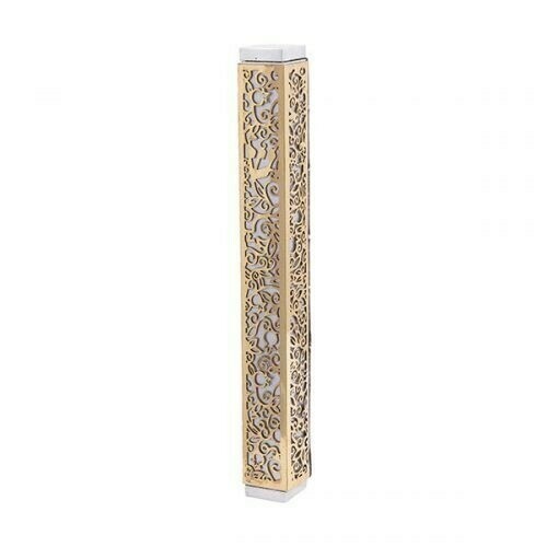 Emanuel Dye-Cut Metal Pomegranate Mezuzah, Style: 1A Gold