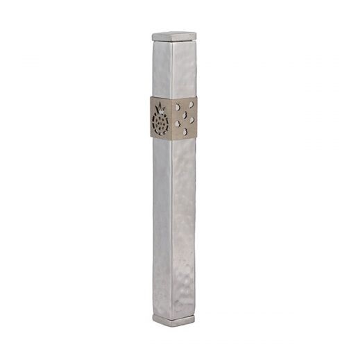 Emanuel Hammered Pomegranate Mezuzah, COLOR: Silver