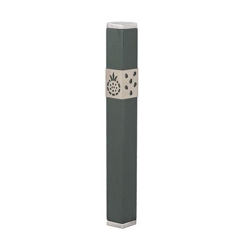 Emanuel Brushed Metal Pomegranate Mezuzah