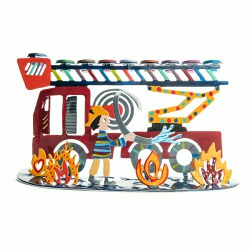 Emanuel Laser-Cut Menorah - Fire Truck